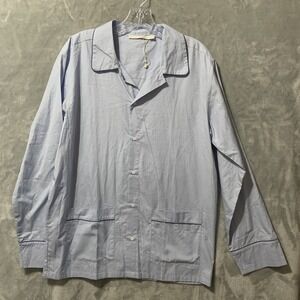 Zara Home Women's Light Blue Collared Button Front Pajama Sleepwear Shirt Top S